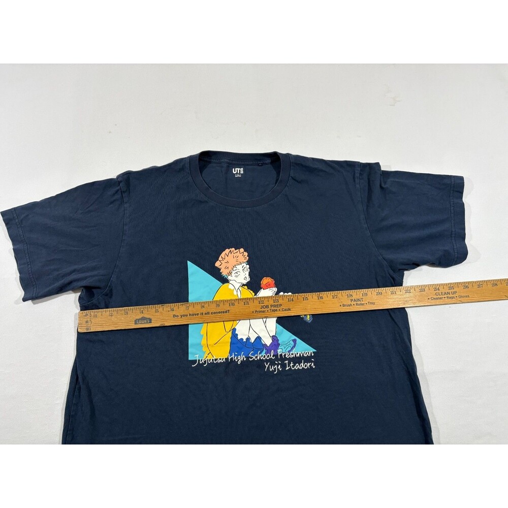 Uniqlo Jujutsu Kaisen Yuji Itadori Blue T-shirt Mens Anime Graphic Tee Crew Sz L - Picture 5 of 9
